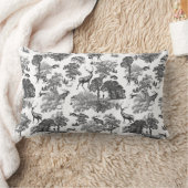 ヴィンテージエレガント白黒鹿パターン ランバークッション (ブランケット)