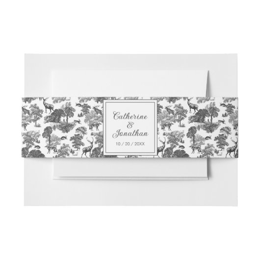 ヴィンテージエレガント白黒鹿パターン 招待状ベリーバンド (正面例)