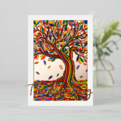 ヴィンテージエレガント秋の木の美しい装飾 箔シーズンカード (立ち正面)