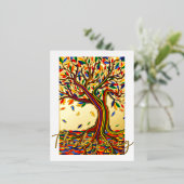 ヴィンテージエレガント秋の木の美しい装飾 箔シーズンポストカード (立ち正面)