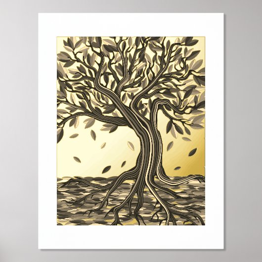 ヴィンテージエレガント秋の木の美しい装飾 箔ポスター (正面)