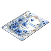 ヴィンテージエレガント穏やかな青い花 ノートブック (左側)