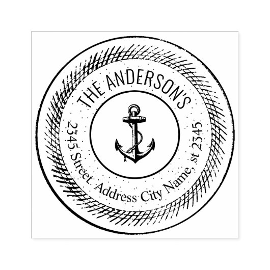 ヴィンテージエレガント素朴ないかりの丸い姓 ラバースタンプ (インプリント)