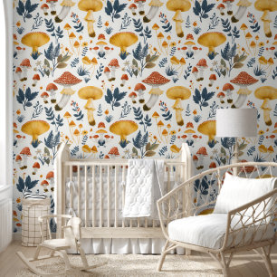 ヴィンテージエレガント素朴マッシュルーム園芸用織物 壁紙