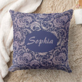 ヴィンテージエレガント紫ダマスク模様 クッション (ブランケット)