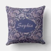 ヴィンテージエレガント紫ダマスク模様 クッション (裏面)
