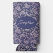 ヴィンテージエレガント紫ダマスク模様 スリム缶クーラー (裏面)