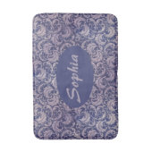 ヴィンテージエレガント紫ダマスク模様 バスマット (正面縦)