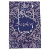 ヴィンテージエレガント紫ダマスク模様 ミディアムペーパーバッグ (裏面)