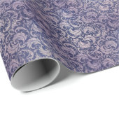 ヴィンテージエレガント紫ダマスク模様 ラッピングペーパー (ロールコーナー)