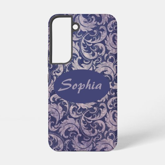ヴィンテージエレガント紫ダマスク模様 SAMSUNG GALAXYケース (裏面)