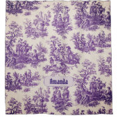 ヴィンテージエレガント紫色トワールデジュイミモノグラム シャワーカーテン (正面)