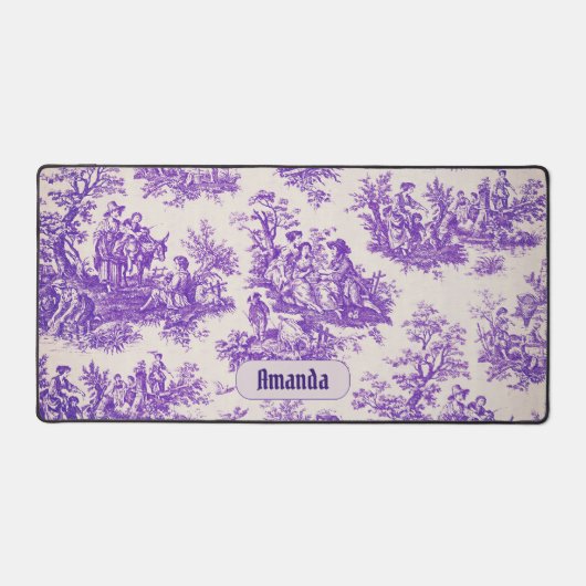 ヴィンテージエレガント紫色トワールデジュイミモノグラム デスクマット (正面)