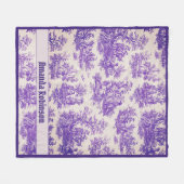 ヴィンテージエレガント紫色トワールデジュイミモノグラム フリースブランケット (正面(横))