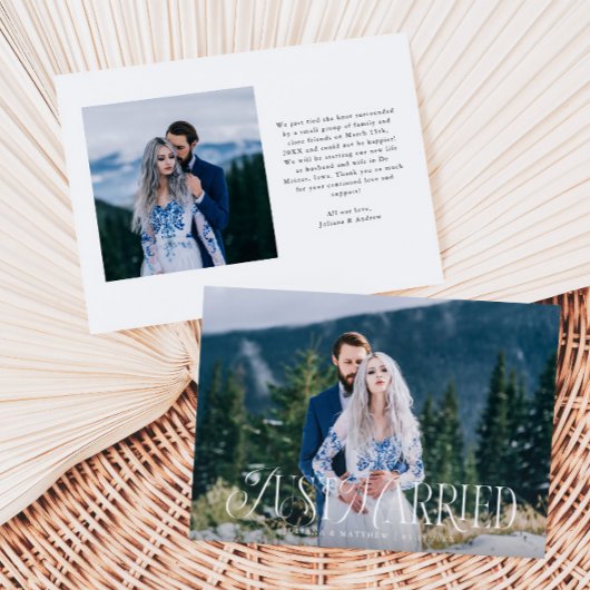 ヴィンテージエレガント結婚たった今結婚しましたの写真 案内状