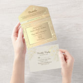 ヴィンテージエレガント結婚金ゴールド オールインワン招待状 (貼ってはがせる)