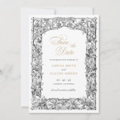 ヴィンテージエレガント縁どフレーム日付の保存 招待状 (正面)