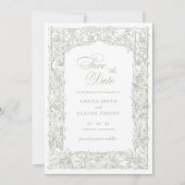 ヴィンテージエレガント縁どフレーム日付の保存 招待状 (正面)