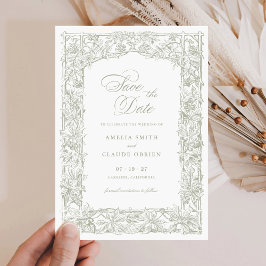 ヴィンテージエレガント縁どフレーム日付の保存 招待状