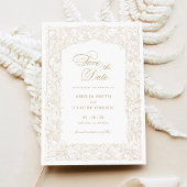 ヴィンテージエレガント縁どフレーム日付の保存 招待状