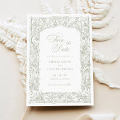 ヴィンテージエレガント縁どフレーム日付の保存 招待状