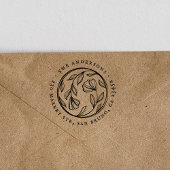 ヴィンテージエレガント花ラウンド名差出人住所 セルフインキングスタンプ