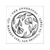 ヴィンテージエレガント花ラウンド名差出人住所 セルフインキングスタンプ (デザイン)