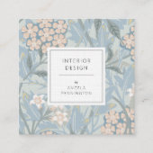 ヴィンテージエレガント花柄シックなパステルグリーン スクエア名刺 (正面)