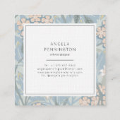 ヴィンテージエレガント花柄シックなパステルグリーン スクエア名刺 (裏面)