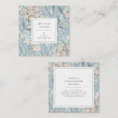 ヴィンテージエレガント花柄シックなパステルグリーン スクエア名刺 (正面/裏面)