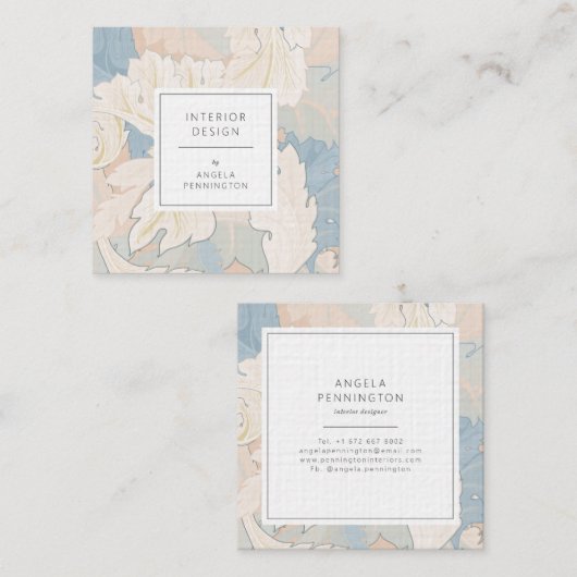 ヴィンテージエレガント花柄シックなパステルブラウン スクエア名刺 (正面/裏面)