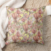 ヴィンテージエレガント花柄ライトイエロー クッション (ブランケット)