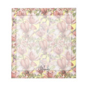 ヴィンテージエレガント花柄ライトイエロー ノートパッド (正面)