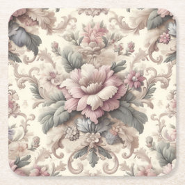 ヴィンテージエレガント花柄 スクエアペーパーコースター