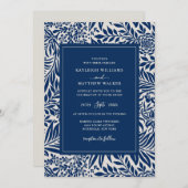 ヴィンテージエレガント花柄 |青い招待状 招待状 (正面/裏面)