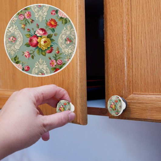 ヴィンテージエレガント花 セラミックノブ