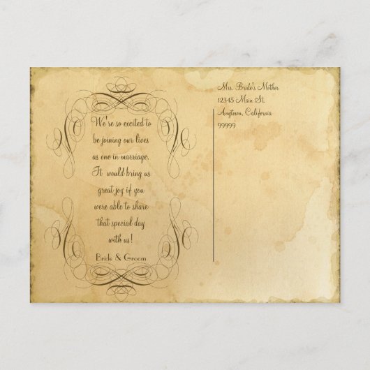 ヴィンテージエレガント茶のステンドザデイトAnn 案内ポストカード (裏面)