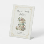 ヴィンテージエレガント茶パーティーブライダルシャワーバー標識 台座サイン (正面)