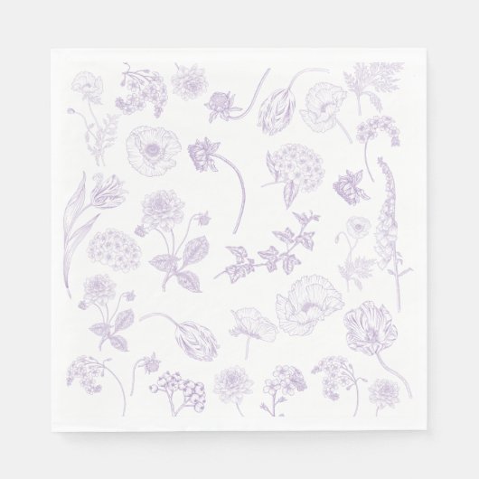 ヴィンテージエレガント薄紫ラベンダーフローラ園 スタンダードランチョンナプキン (正面)