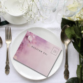 ヴィンテージエレガント薄紫紫フローラ写真RSVP オールインワン招待状