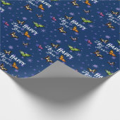 ヴィンテージエレガント蝶&スターズハッピーニューイヤー ラッピングペーパー (角)