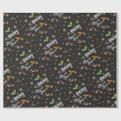 ヴィンテージエレガント蝶&スターズハッピーニューイヤー ラッピングペーパー (フラット)