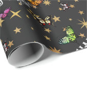 ヴィンテージエレガント蝶&スターズハッピーニューイヤー ラッピングペーパー (ロールコーナー)