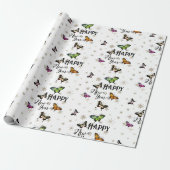 ヴィンテージエレガント蝶&スターズハッピーニューイヤー ラッピングペーパー (アンロールド)