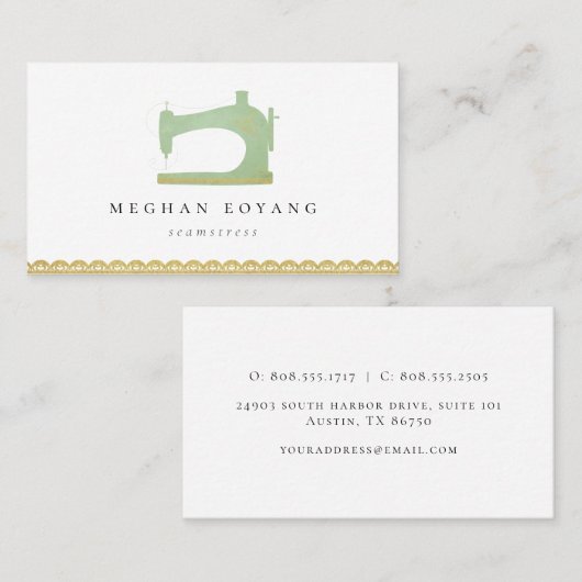 ヴィンテージエレガント裁縫マシンのロゴ 名刺 (正面/裏面)