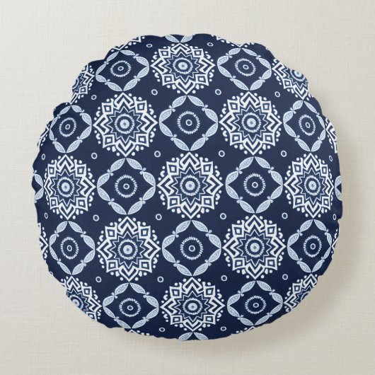 ヴィンテージエレガント装飾花柄 ラウンドクッション (正面)