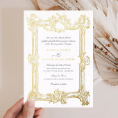 ヴィンテージエレガント装飾金箔フレーム結婚ズ 箔招待状