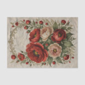 ヴィンテージエレガント赤とクリーム牡丹 薄葉紙 (正面)