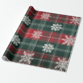 ヴィンテージエレガント赤と緑の雪 ラッピングペーパー (アンロールド)