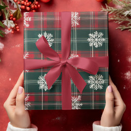 ヴィンテージエレガント赤と緑の雪 ラッピングペーパー